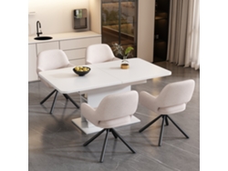 Conjunto De Comedor Sherpa De Metal Blanco Con Mesa Extensible Y 4 Sillas.