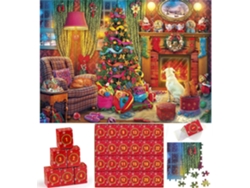 Calendario de Adviento Rompecabezas navideños: Navidad junto a la chimenea Rompecabezas navideños para adultos y niños, 24 piezas, 1008 piezas, regalo para cuenta regresiva para CHRONUS