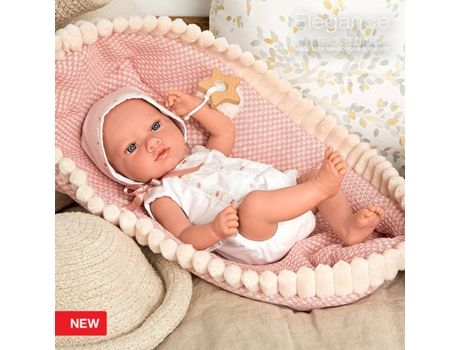 Muñeco ARIAS Elegance 38 cm Muñeco de Peso Aria Rosa c/ Capazo (Edad Mínima: 0 Años - 46,5 x 21,5 x 30 cm)