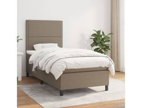 Cama con somier VIDAXL (Gris - Tela - 193 x 90 x 128 cm)