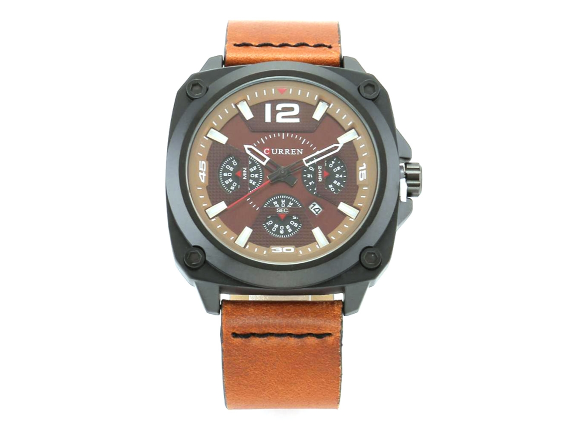 Reloj De Pulsera De Cuarzo Impermeable Duradero Con Calendario Para Hombre Y Niño (café)