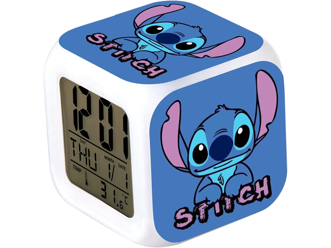 Despertador digital Stitch, temperatura, luz LED grande, cable de carga, regalo para niños Kofihety