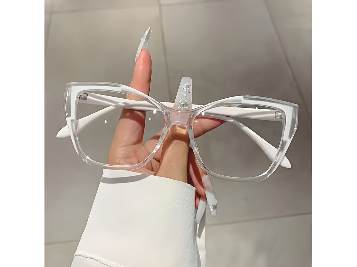 Montura Unisex Con Forma De Ojo Gato Y Lentes Transparentes Para Gafas Ordenador. Resistente Al Agua Almacenamiento Inteligente Baño