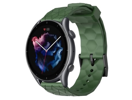 Correa de reloj inteligente para Amazfit GTR 3 Pro 22 mm Silicona de color sólido con patrón de fútbol (Verde militar)