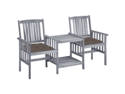 Sillas de jardín con mesa de centro y cojines de madera maciza de acacia, Dkd Home Decor