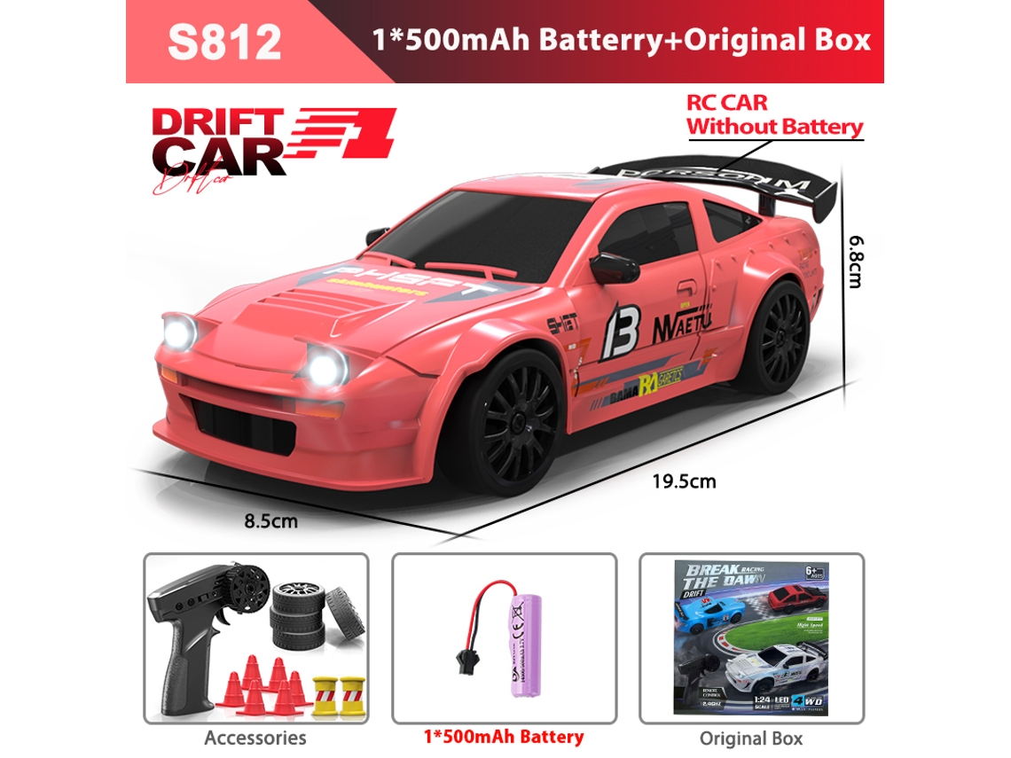 Coche RC 4x4 2.4G con luz LED, modelo profesional Drift GTR AE86, color blanco, ideal para carreras y regalo infantil. Aeuzwr