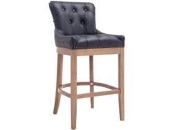Taburete de bar X1. Diseño retro y cómodo. Asiento tapizado en piel auténtica negra. Patas de madera clara. 10_0005057