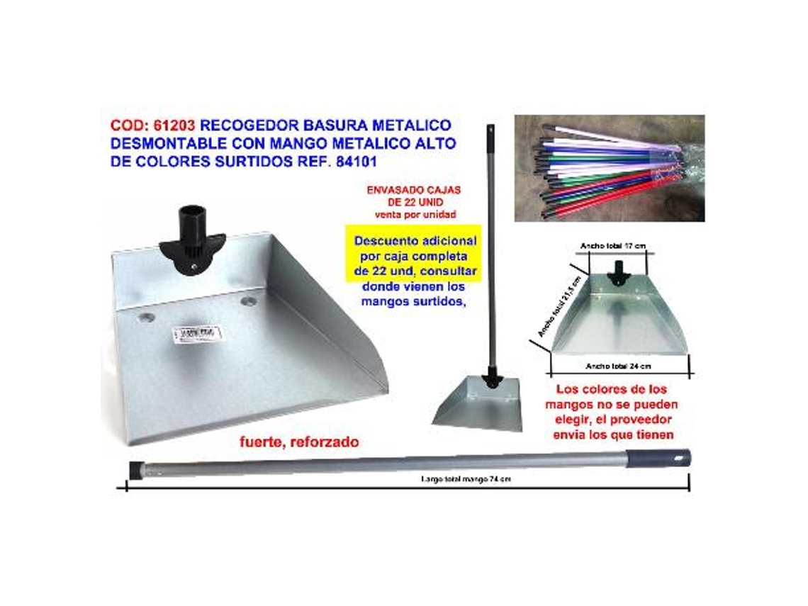 Recogedor basura metalico desmontable+mang metalic forrado 84101