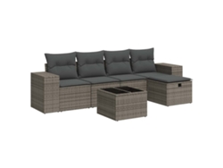 Conjunto 6 De Sofá De Jardín VIDAXL Gris Poli Ratán(55 x 55 x 37 cm)