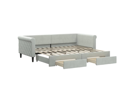 Sofá cama MAISON EXCLUSIVE nido con cajones terciopelo gris claro 90x200 cm