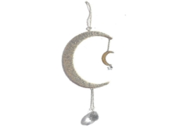 Atrapasueños de cristal, atrapasol y luna, decoración colgante, atrapasol arcoíris, adorno de luna de cristal prismático