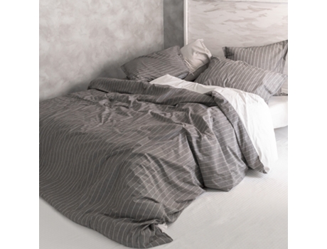 Funda de Edredón HAPPYFRIDAY Oxford (220 x 220 cm - Algodón - Gris)