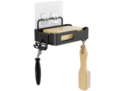 Jabonera De Pared De Acero Inoxidable Con 2 Ganchos, Anti-morado, Color Negro Drc