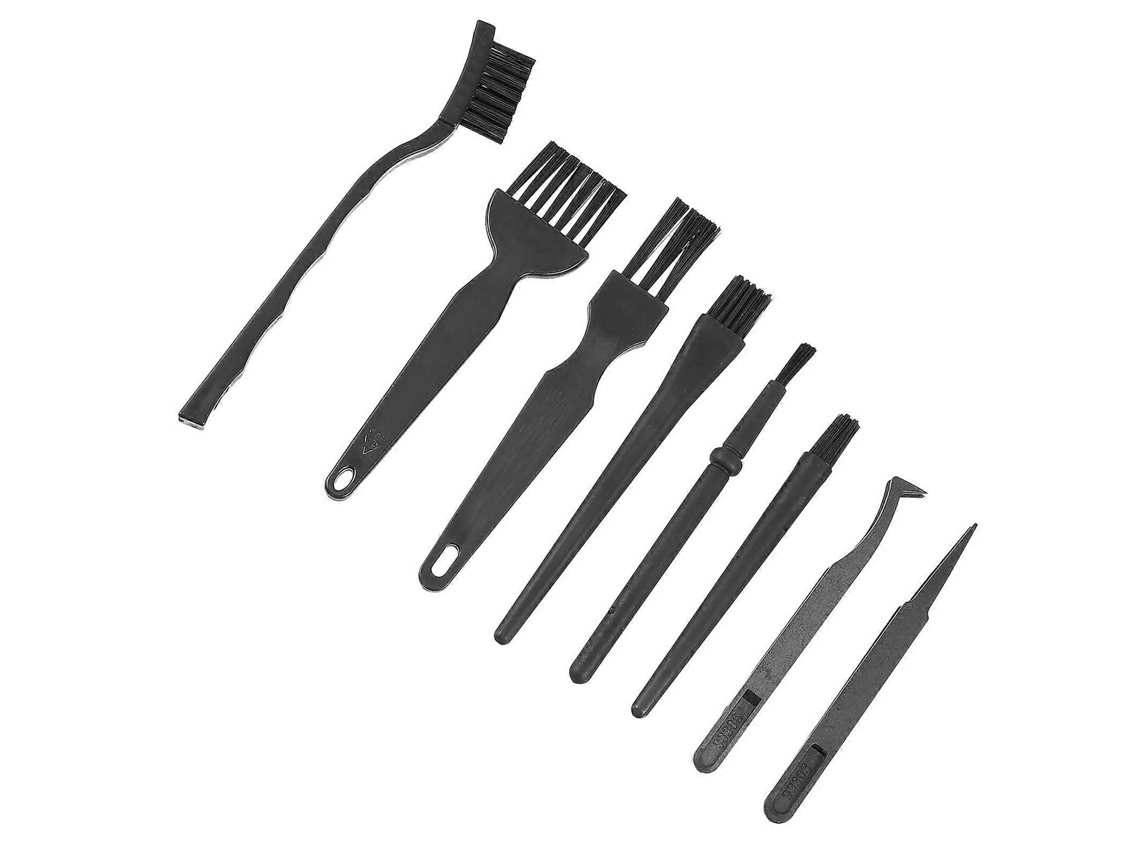 Juego de 8 cepillos antiestáticos para limpiar teclados y eliminar el polvo, en color negro.