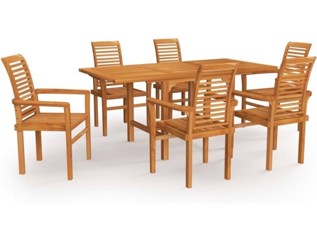 Conjunto 7 Conjunto de comedor de jardín VIDAXL madera maciza de teca
