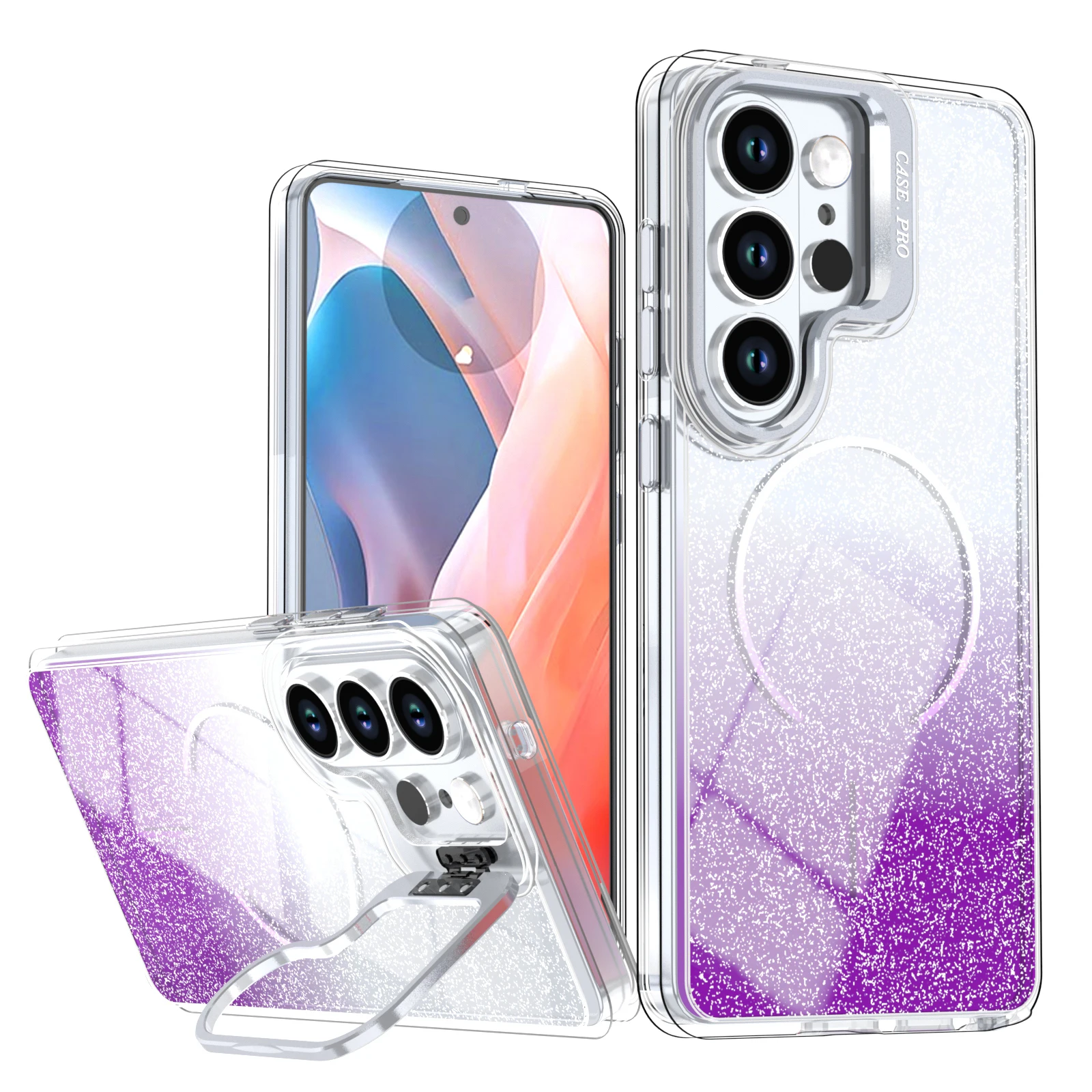 (galaxy S24 Ultra, Morado) Funda Con Montura De Lente Flash Gradient Para Samsung, Compatible Con Carga Inalámbrica Magsafe