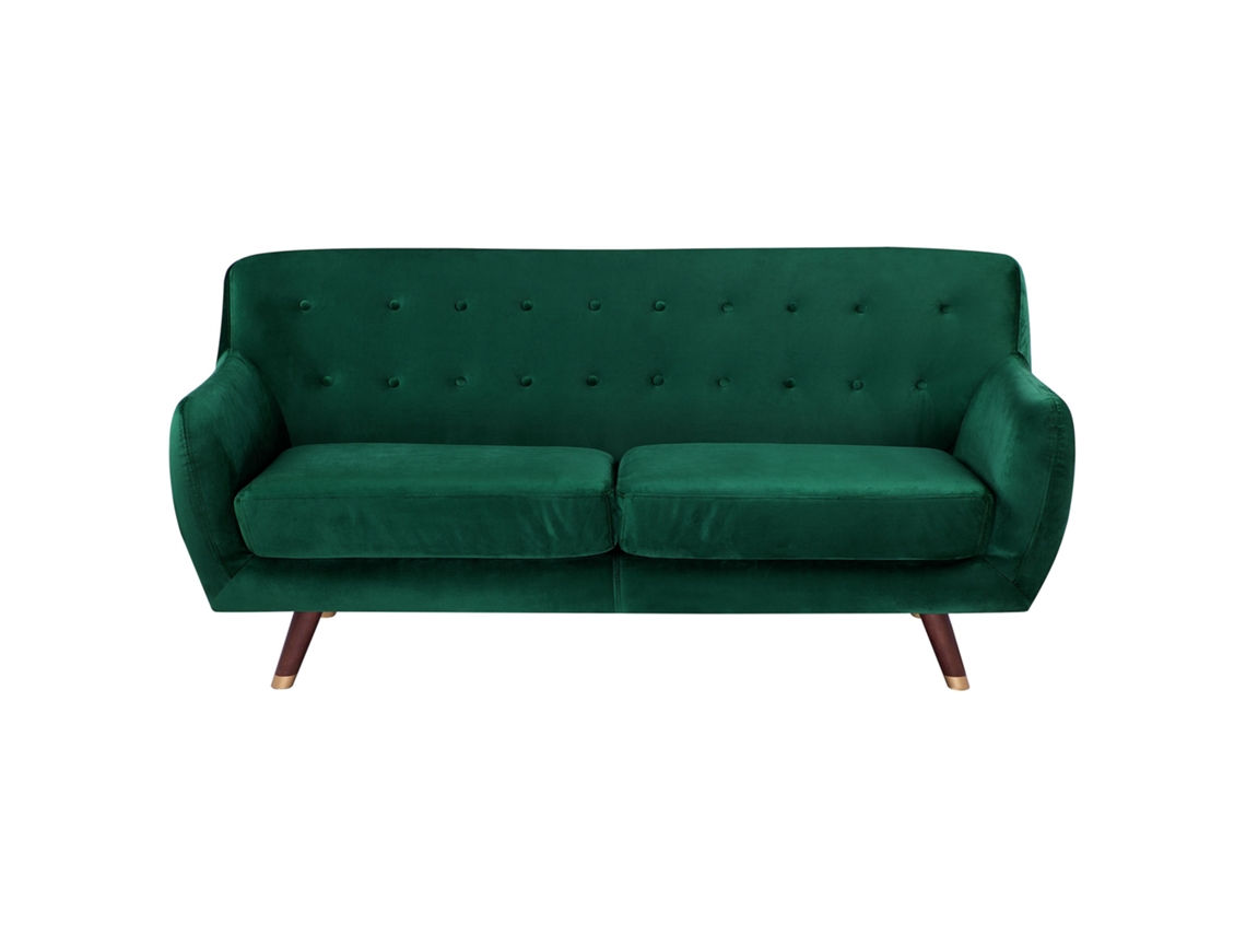 Sofá de 3 plazas BELIANI Bodo de Terciopelo Verde 188x85x84