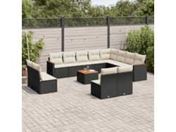 Conjunto de 13 sofás de jardín con cojines de mimbre sintético negro, Dkd Home Decor