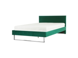 Cama con somier BELIANI Bellou de Terciopelo Verde 145x214x105
