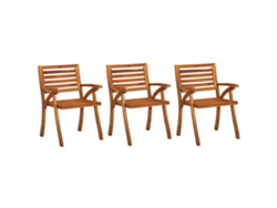 Juego de 3 sillas de comedor de jardín con cojines, madera maciza de acacia, EXCLUSIVA MAISON