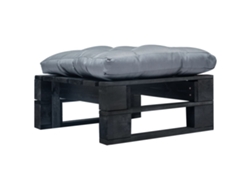 Otomana de palé con cojín, madera gris y negra, DKD HOME DECOR