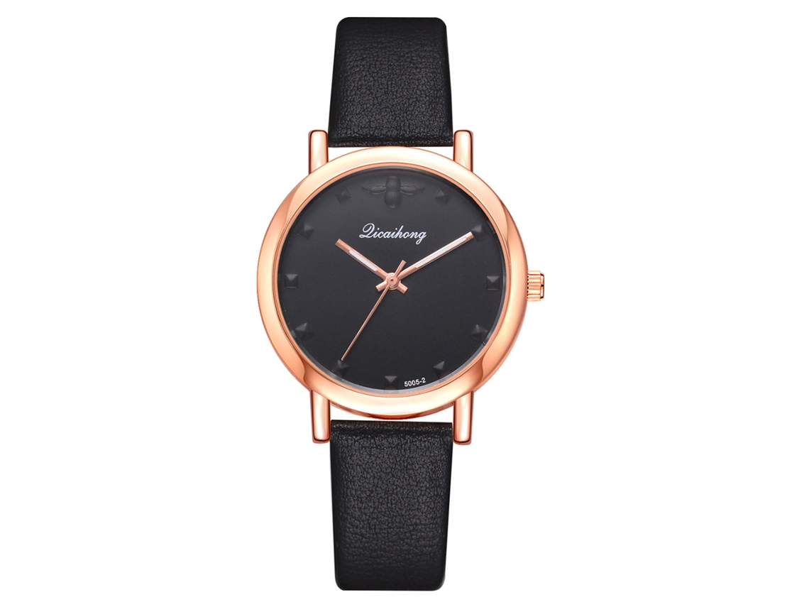 Reloj De Pulsera Sencillo E Informal Para Mujer Con Correa De Piel Sintética Y Movimiento De Cuarzo - Negro