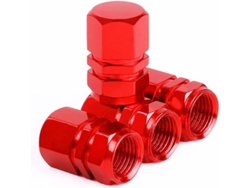 4 Tapones Para Válvulas De Neumáticos, Accesorio Universal Para Coche, Moto Y Bicicleta, Tapones De Aluminio A Prueba De Polvo, Color Rojo.