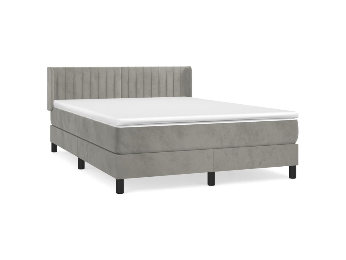 Maison Exclusive - Cama Box Spring Con Colchón Terciopelo Gris Claro 140x190 Cm