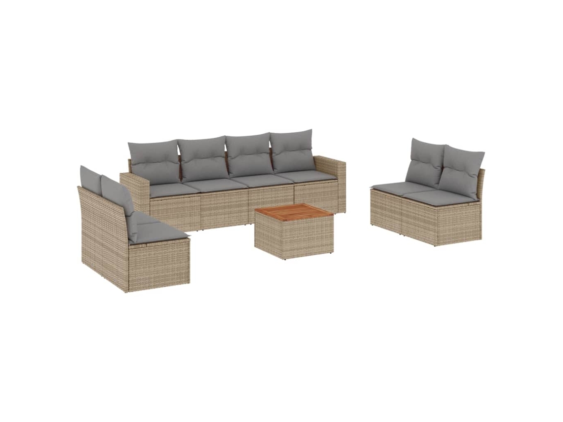 Maison Exclusive - Set De Sofás De Jardín 9 Pzas Con Cojines Ratán Sintético Beige