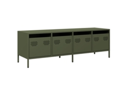 vidaXL Mueble TV acero laminado en frío verde oliva 135x39x43,5 cm