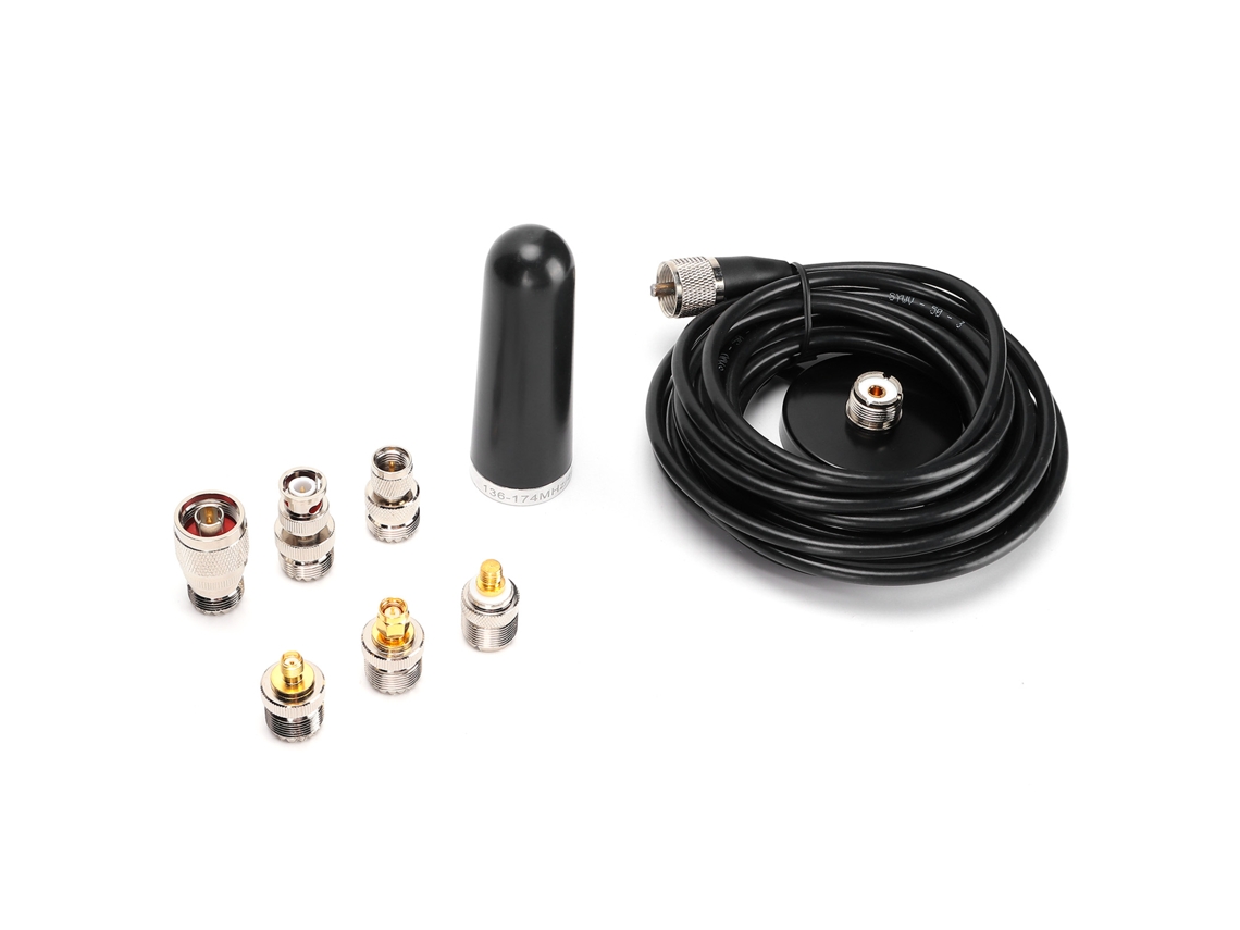 Antena Mini De Doble Frecuencia Para Vehículos Con Cable De 5 M Y Adaptadores Vhf/uhf Pl259