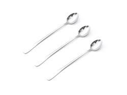 Juego De 3 Cucharas De Acero Inoxidable Con Mango Largo Para Café, Té, Postre Y Para Remover - Elegante