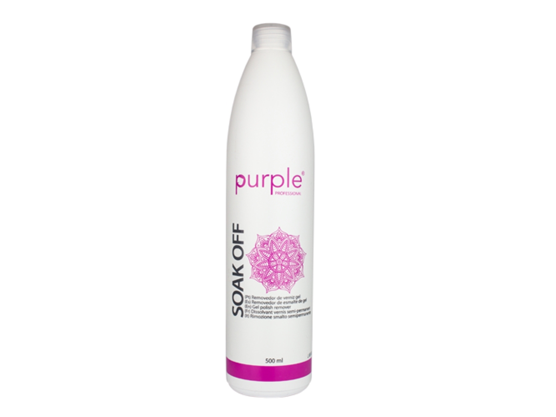 Quitaesmalte en gel Soak Off 500 ml morado profesional