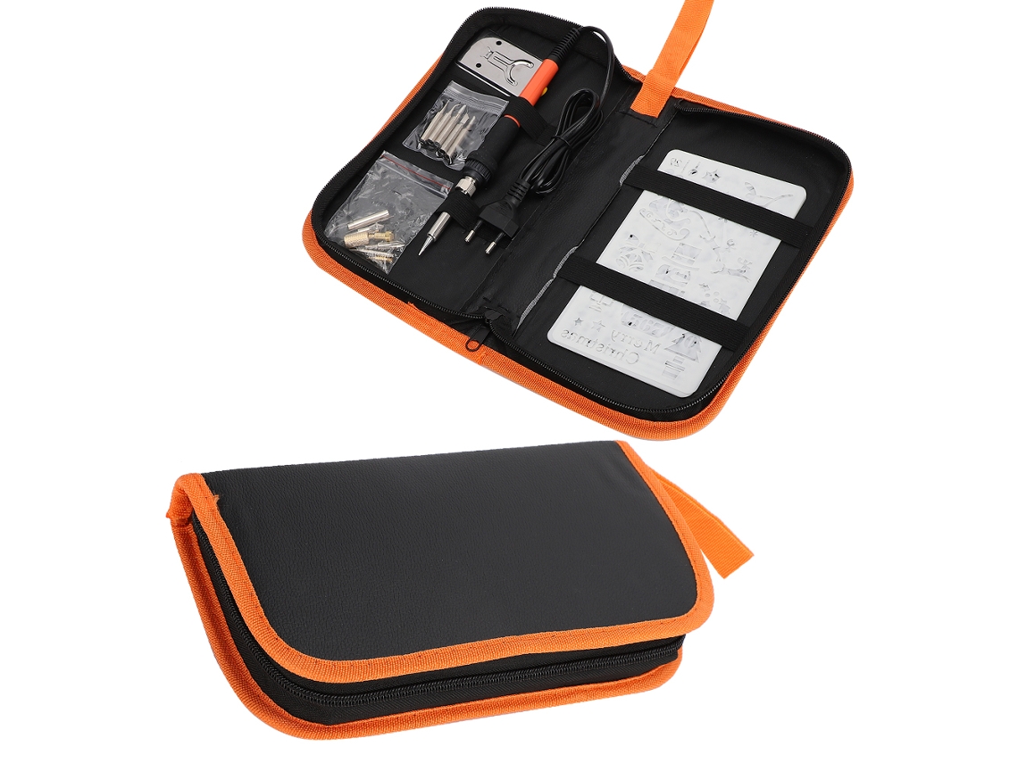 Juego De Planchas Para Pirograbado Con Puntas De Temperatura Ajustable De 200 A 450 ℃, Funda De Madera Y Cuero, 220 V Ue