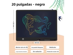 Pizarra LCD (negra, 20 pulgadas) para niños, herramienta de dibujo y arte, juguete educativo.