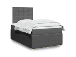 Cama Box Spring Con Colchón Tela Gris Oscuro 120x200 Cm