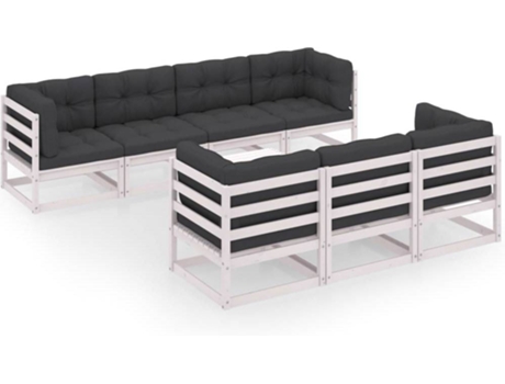 Conjunto 8 Muebles de jardín VIDAXL con cojines de madera de pino maciza