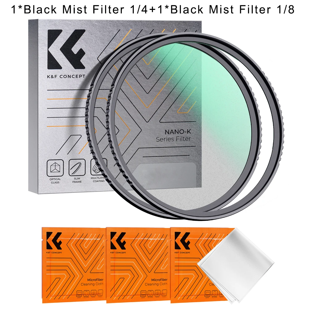 Filtro difusor de niebla negra de 1/4" y 1/8" con revestimiento multicapa, 46 mm