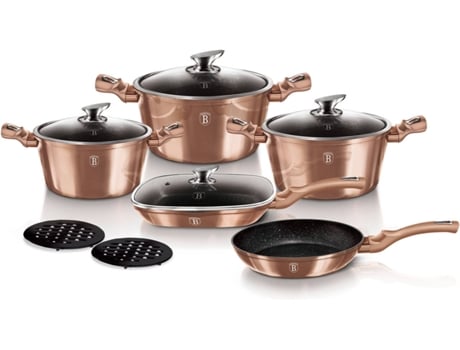 Batería de Cocina BERLINGER HAUS Rose Gold Oro Rosado (11un)