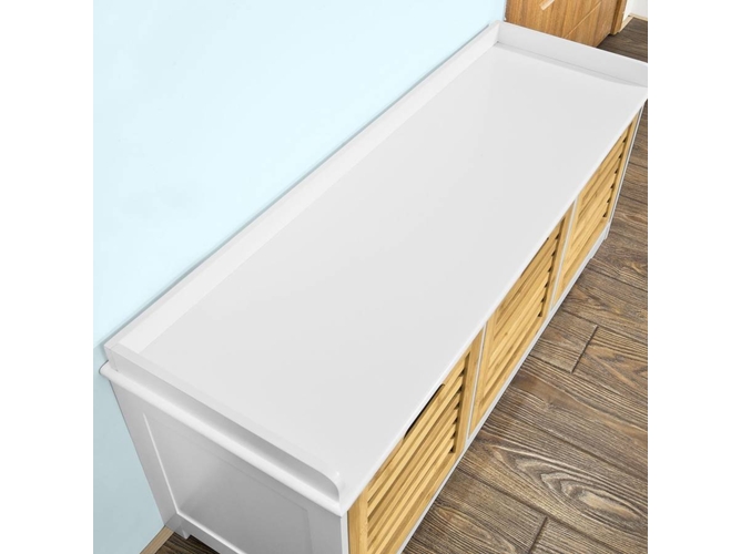 Banco Armario de Zapatos SOBUY Marrón (105x35x43cm) | Worten.es