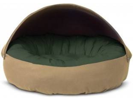 Cama Redonda para Perros y Gatos GAUTY Tela de sarga (Verde y Beige - 57 cm)