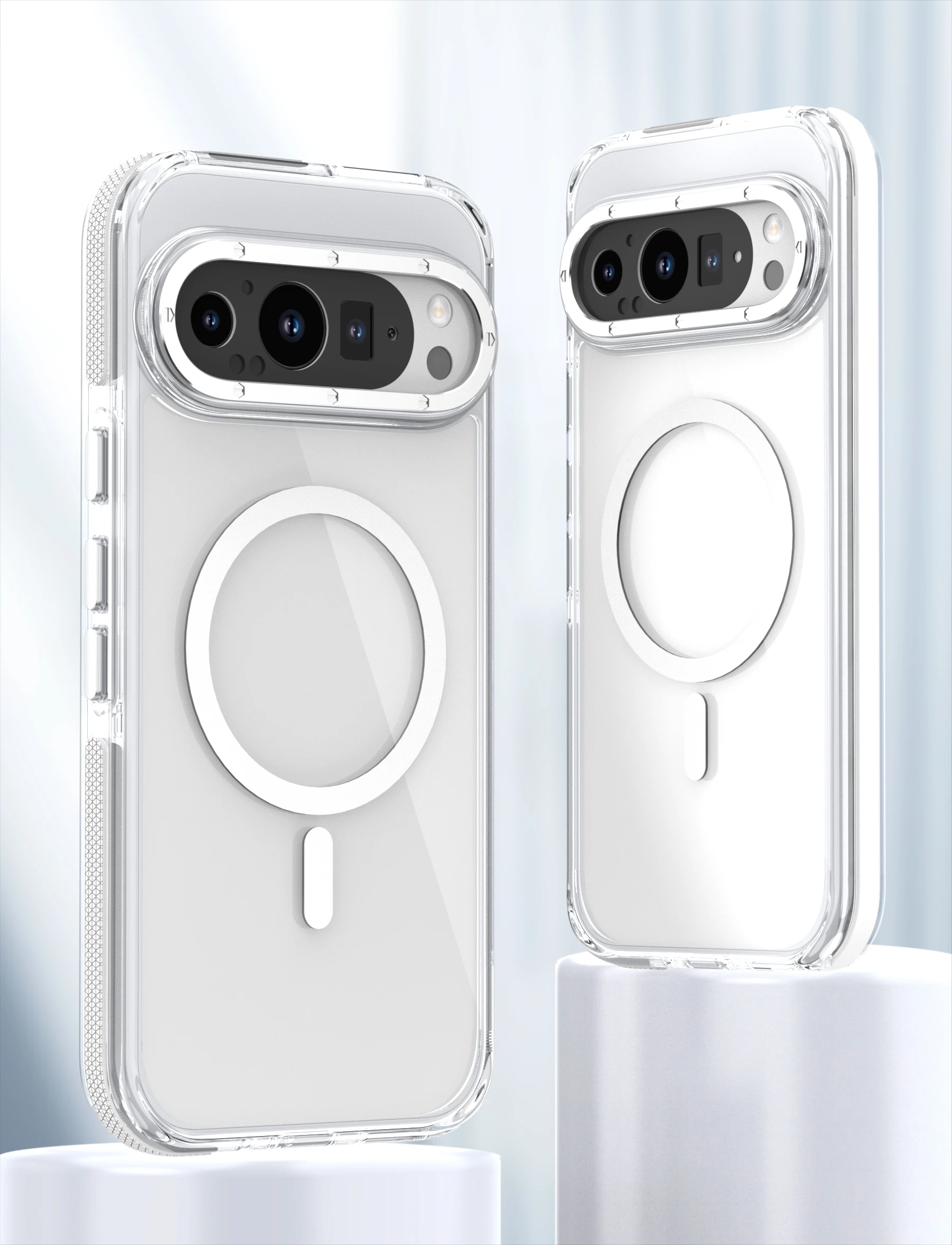 (pixel 9 Pro Xl 5g, Blanco) Funda Transparente Para Teléfono, Compatible Con Carga Inalámbrica Magnética Magsafe, Funda Protectora A Prueba De Golpes.