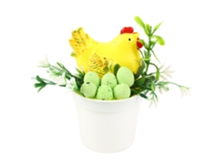 Jarrón De Pascua Reutilizable Decorado Con Huevos Y Pollitos Para El Hogar, La Tienda O El Centro Comercial.