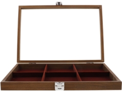 Organizador De Joyas De Madera De Nogal Con 6 Compartimentos Y Tapa, Caja De Almacenamiento Para