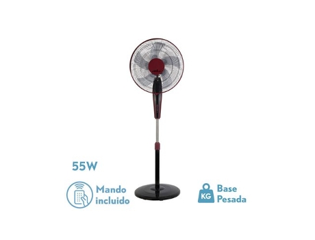 Ventilador de Pie Borlon Negro/Burdeos 55W 3 Velocidades Oscilante FABRILAMP