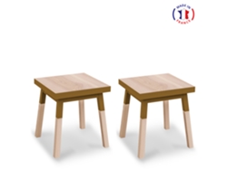 Conjunto de 2 Mesitas de Noche MON PETIT MEUBLE FRANÇAIS con 1 Cajón (Verde Lancieux - Madera - 40 x 45 x 40 cm)