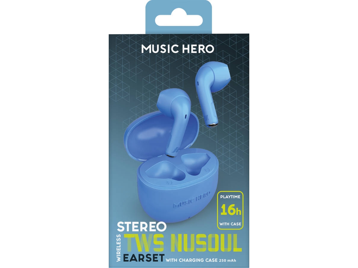 Auriculares SBS Music Hero (Bluetooth True Wireless - Autonomía: hasta 16 horas - Azul)