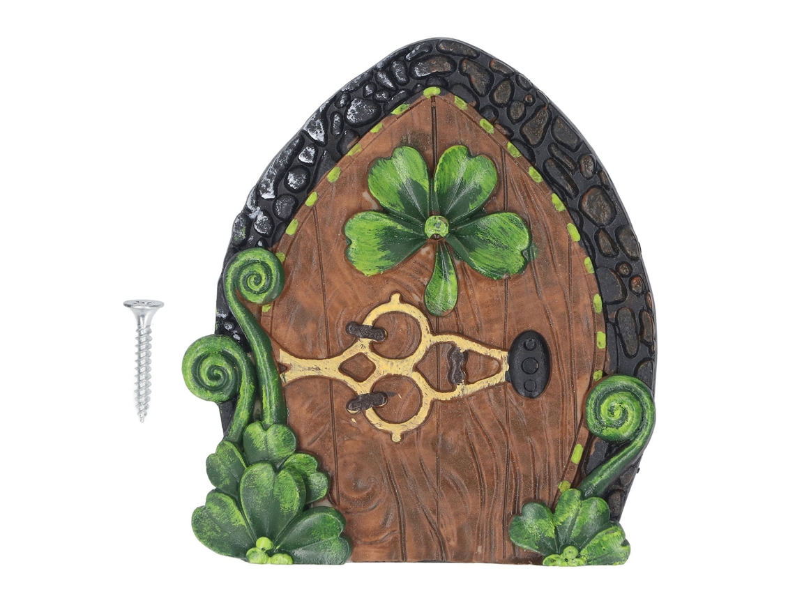 Miniatura ecológica de puerta Hada de resina pintada a mano para muro de árbol con tornillo