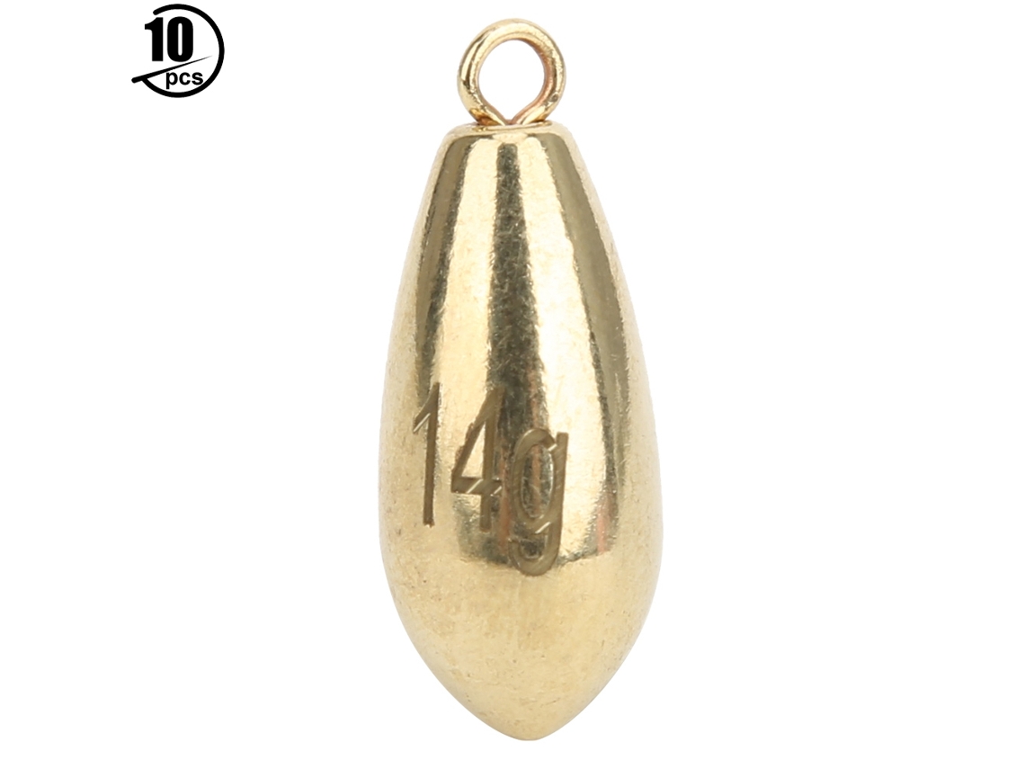 Anub 10pcs Peso de Pesca Rotativo de Cobre Liga Dourado Portátil 14g Acessório de Pesca