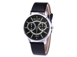 Reloj De Pulsera Para Parejas Zhoulianfa En Piel Sintética Con Esfera Redonda, Movimiento De Cuarzo Analógico, Color Negro.